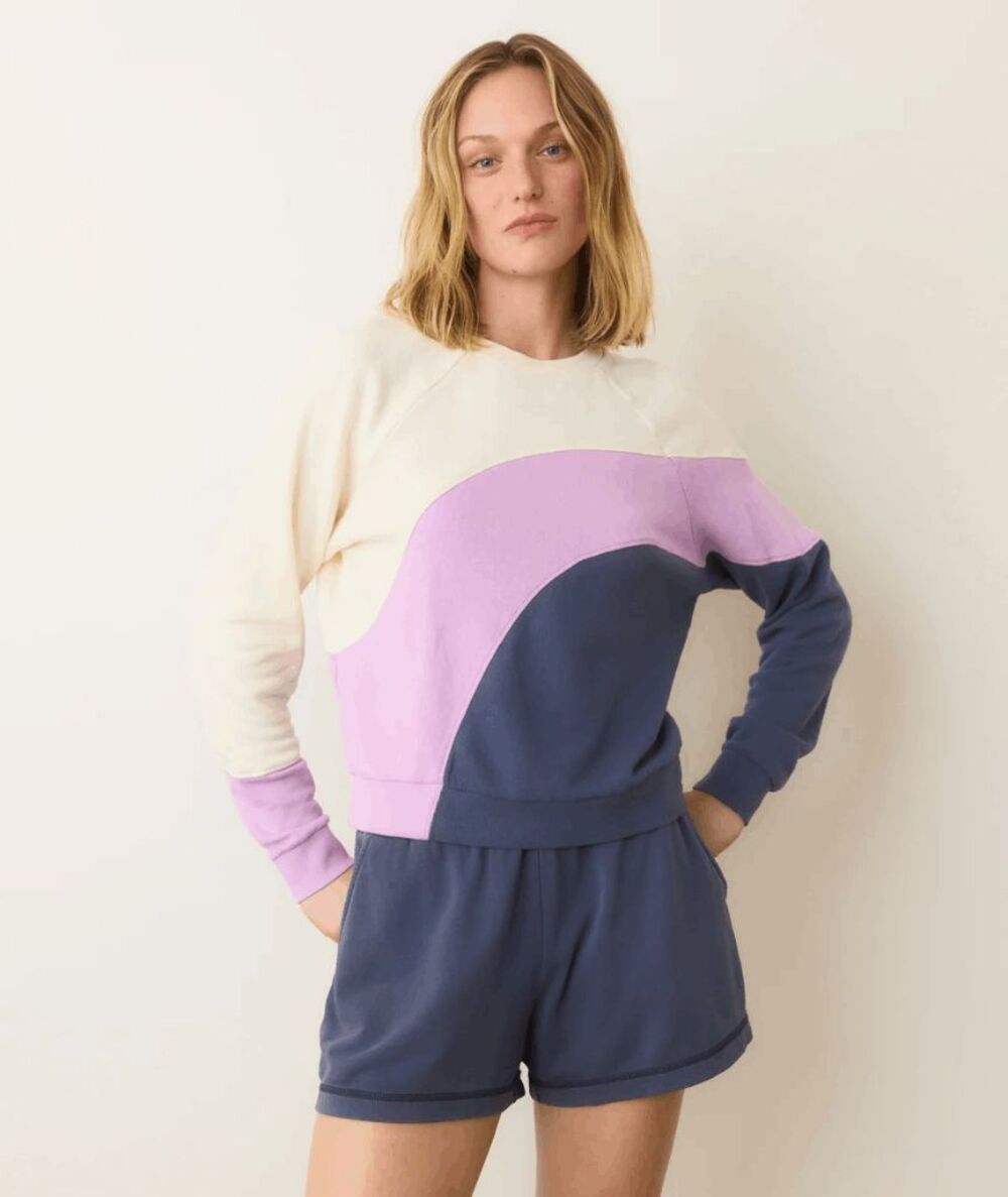 Marine Layer Cloud 9 Terry Cloth Colorblock Sweatshirt Women's Size Small